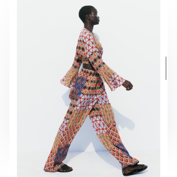 Zara 2pc Co Ord Printed Set Sole Medium NWOT - Picture 5 of 11